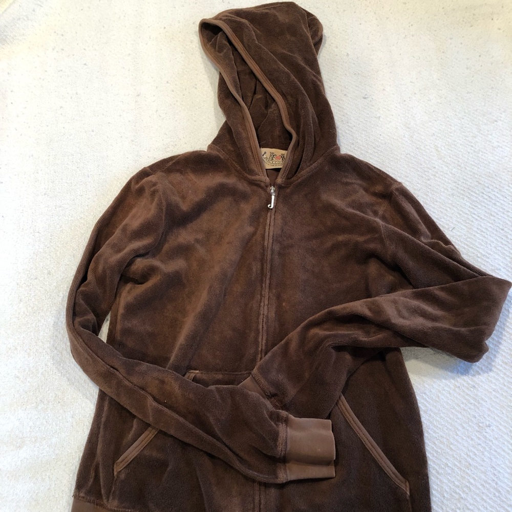Juicy Couture brown terry cloth zip hoodie